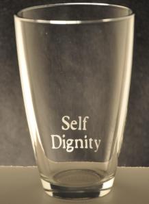 Kotodama Glassware Water glass Large featuring the positive word "Self Diginity"