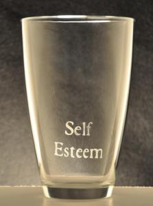 Kotodama Glassware Waterglass Large featuring the positive phrase "Self Esteem"